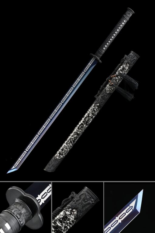 straight ninja sword handmade japanese straight ninja sword full tang with scaled