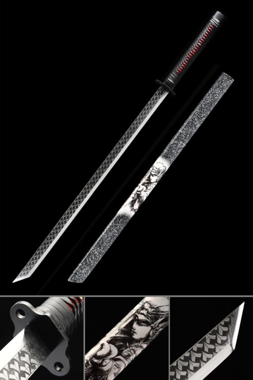 straight sword handmade ninjato straight japanese sword high manganese scaled