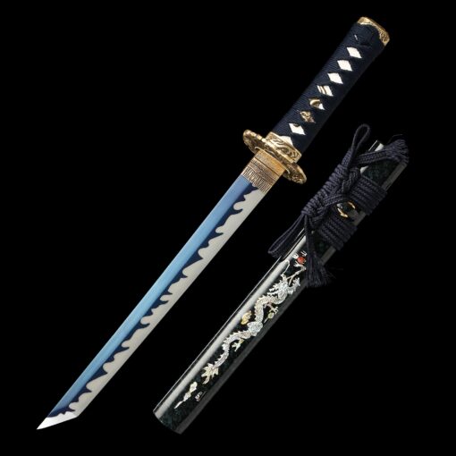 straight tanto handmade full tang tanto sword 1095 carbon steel with blue 7