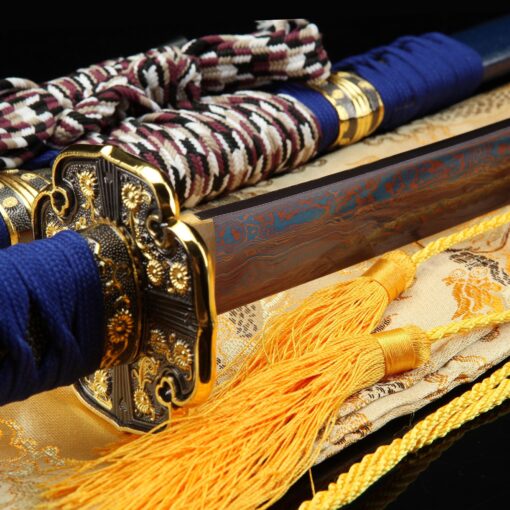 tachi sword japanese tachi odachi sword with damascus steel with blue 3