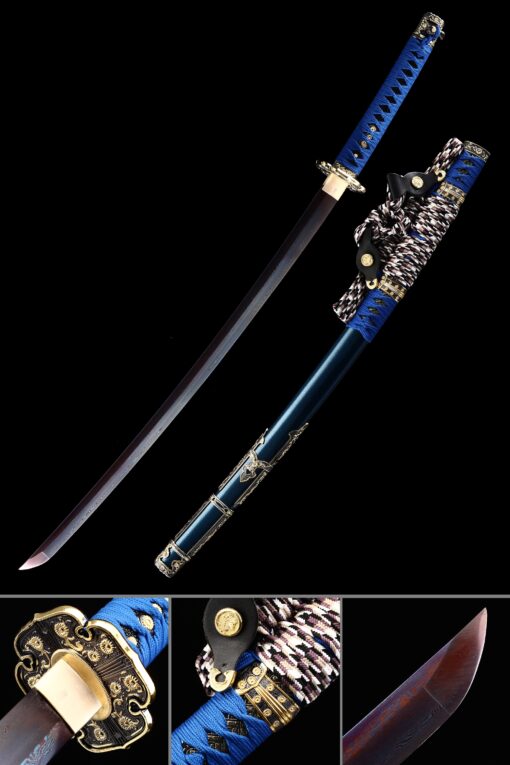 tachi sword japanese tachi odachi sword with damascus steel with blue scaled