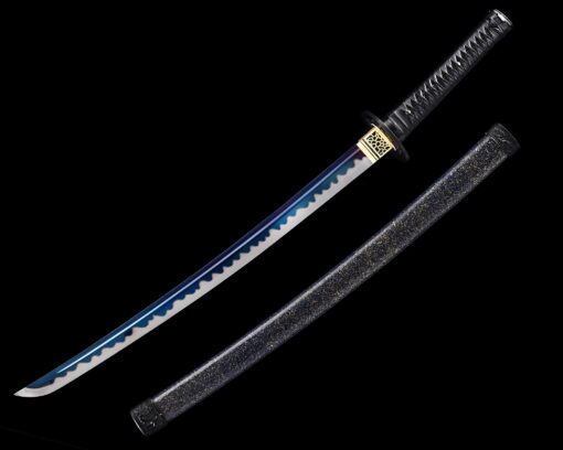 tactical wakizashi handmade high manganese steel blue blade real japanese 1