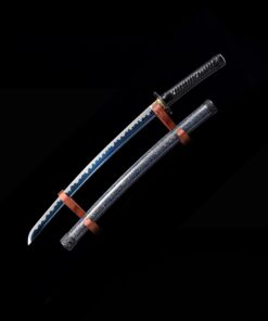 tactical wakizashi handmade high manganese steel blue blade real japanese 3