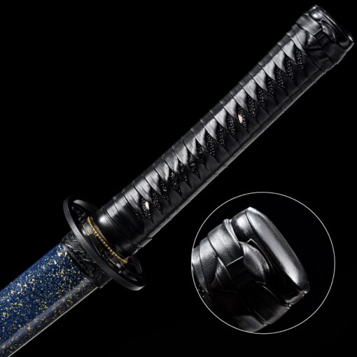 tactical wakizashi handmade high manganese steel blue blade real japanese 7