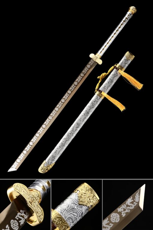 tang dao chinese tang dynasty dao sword with golden blade truekatana scaled