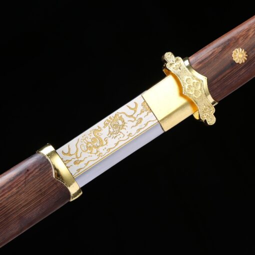 tang jian sword handmade rosewood scabbard carving carbon steel blade tang 7