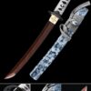 tanto blade handmade japanese tanto sword damascus steel with red blade