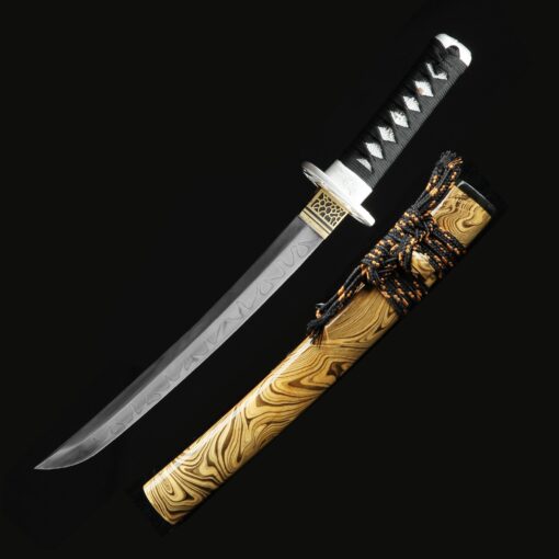 tanto blade handmade japanese tanto sword real hamon with brown scabbard 1 2