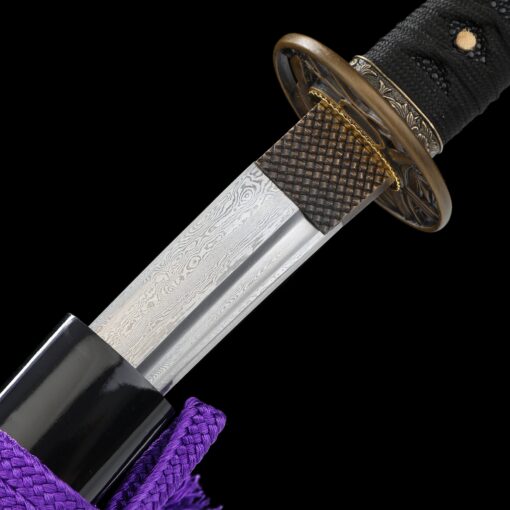 tanto handmade japanese tanto sword pattern steel with black scabbard 1 6