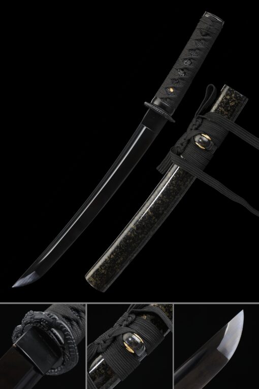 tanto handmade japanese tanto sword with black blade truekatana scaled