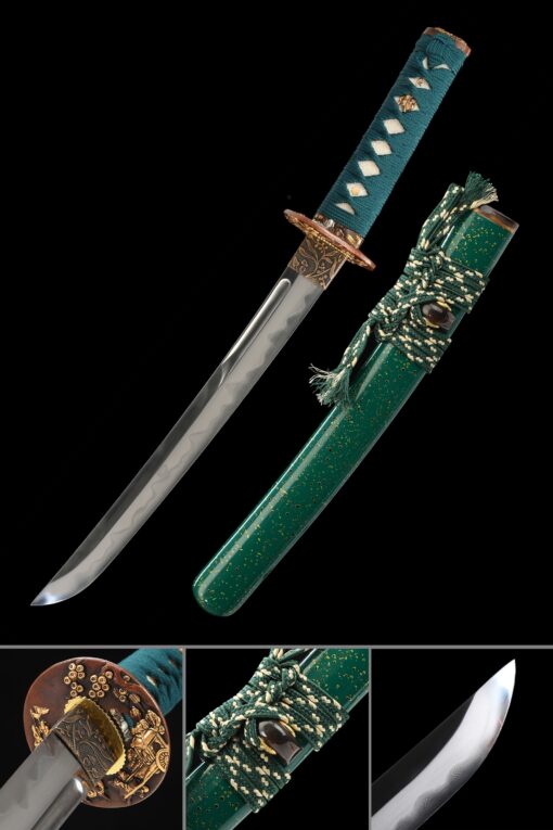 tanto high performance japanese tanto sword melaleuca steel with green scaled