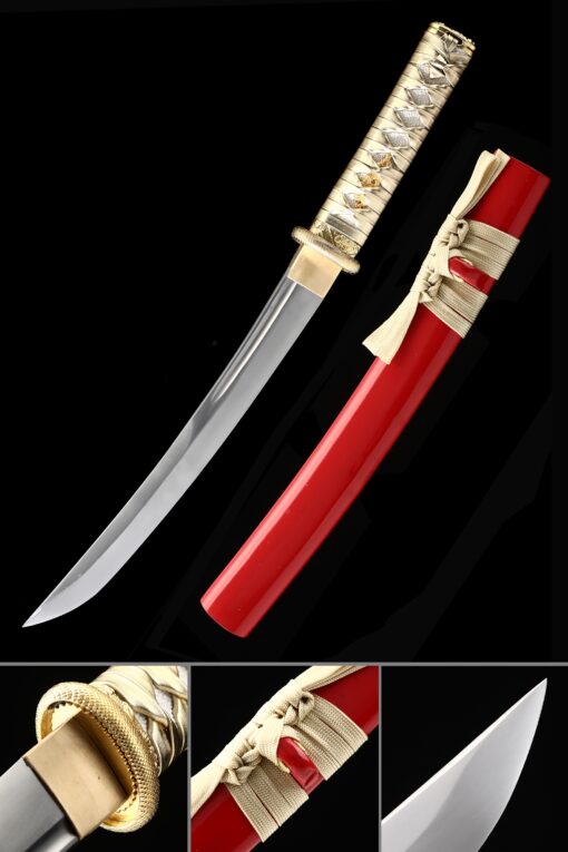 tanto sword handmade japanese tanto sword 1090 carbon steel with red scaled