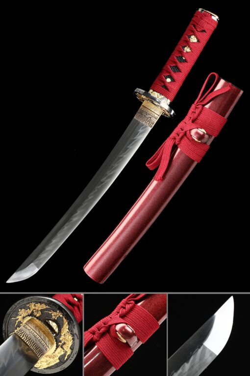 tanto sword handmade japanese tanto sword t10 carbon steel with clay scaled