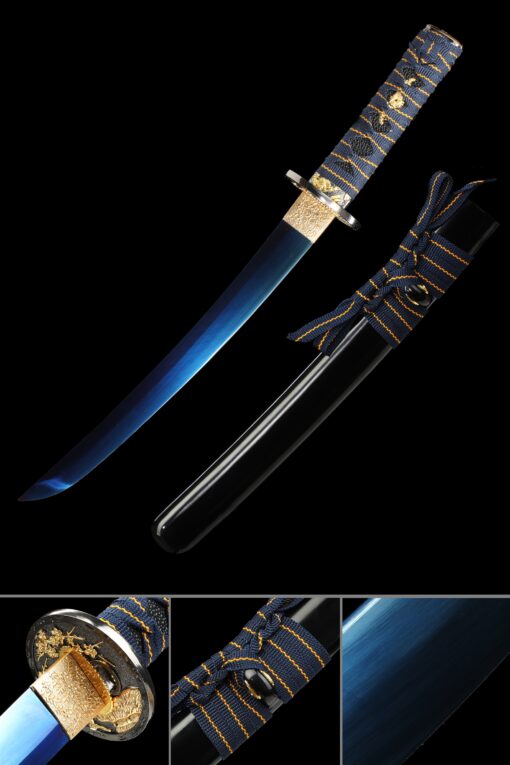 tanto sword handmade japanese tanto sword with blue 1060 carbon steel blade scaled