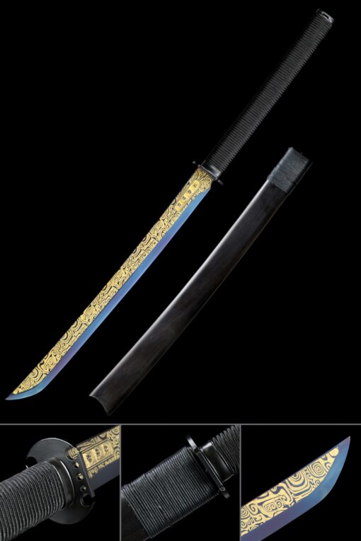 tanto sword handmade japanese tanto sword with blue blade truekatana scaled