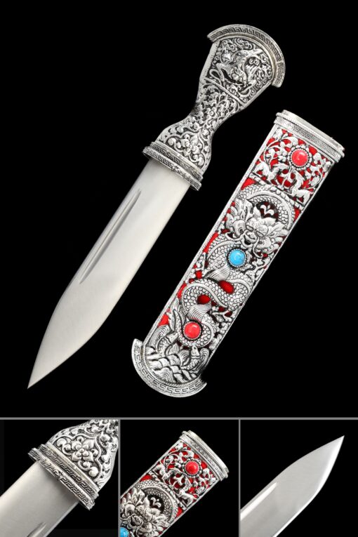 tibetan dagger antique tibet knife double edge blade knife self defense scaled