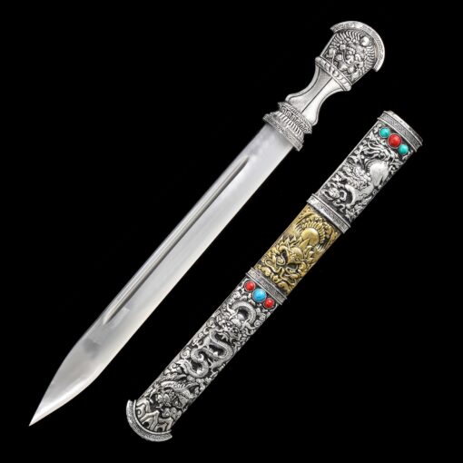 tibetan dagger antique tibetan knife double edge blade knife truekatana 7