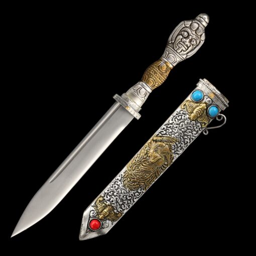 tibetan dagger tibet short knife double edge blade knife truekatana 7