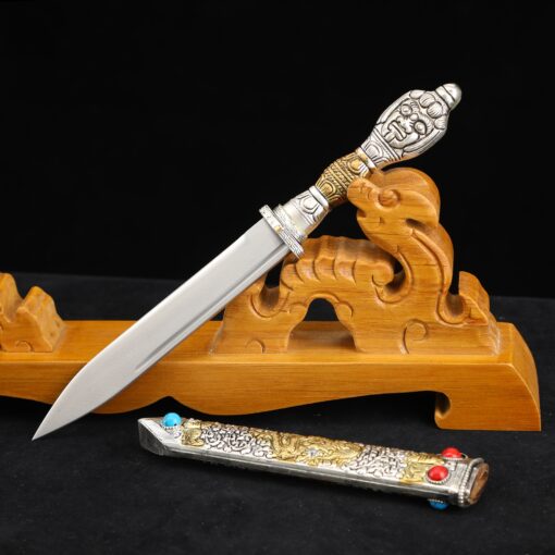 tibetan dagger tibet short knife double edge blade knife truekatana 8