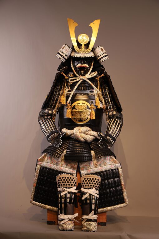 traditional japanese armor handmade tokugawa clan black and white japanese scaled