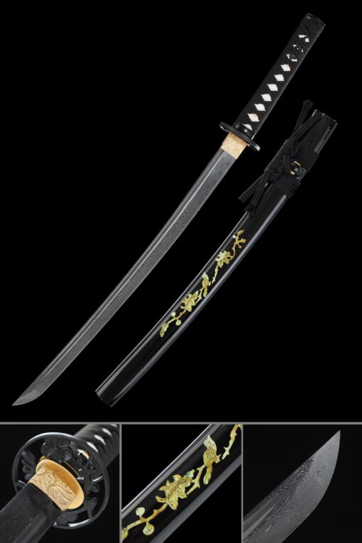 wakizashi handmade japanese black blade wakizashi sword pattern steel scaled