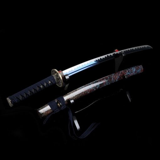 wakizashi handmade japanese wakizashi sword with blue blade truekatana 8