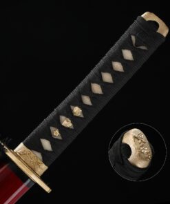 wakizashi handmade japanese wakizashi sword with red scabbard truekatana 6