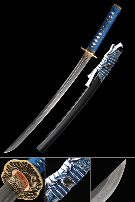 wakizashi sword handmade full tang japanese wakizashi sword t10 carbon scaled