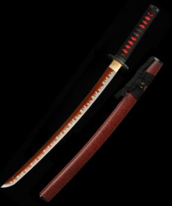 wakizashi sword handmade full tang wakizashi sword manganese steel with red 8