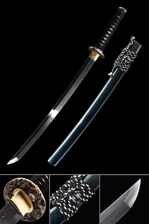 wakizashi sword handmade wakizashi sword t10 folded clay tempered steel 1 scaled