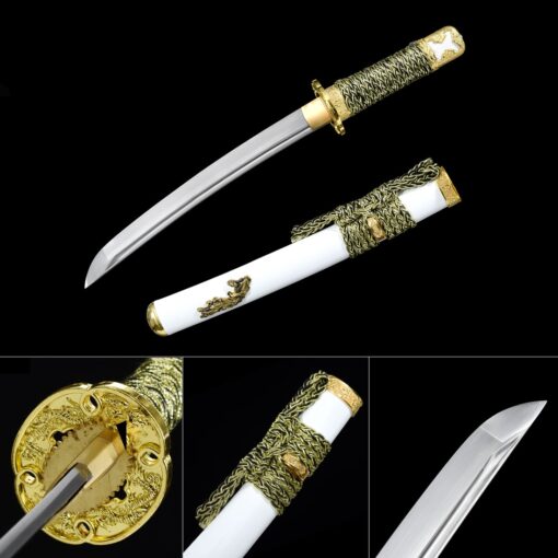 white tanto handmade japanese tanto sword with white scabbard truekatana