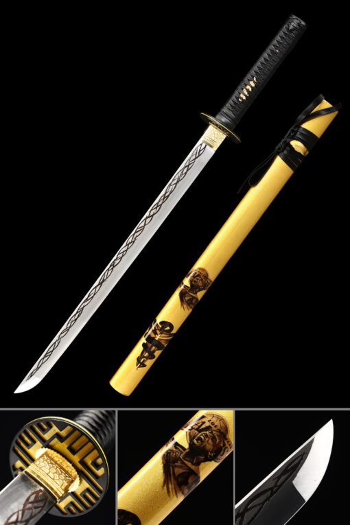 yellow ninja sword handmade japanese ninjato ninja sword with yellow scaled